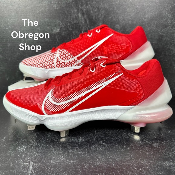 NIKE FORCE ZOOM TROUT 7 PRO UNIVERSITY RED MENS SIZE 9 METAL STUDS WHITE NEW - Picture 1 of 10
